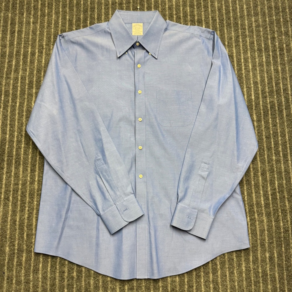 Brooks Brothers Dress Shirt 16.5 35 Blue Regent Non-Iron Supima Cotton (2774)